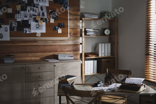 Preview: Detective office interior with evidence board on wall