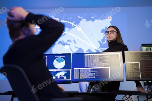 Preview: Cybersecurity analysts monitoring threats in a security operations center environment