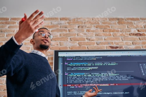 Preview: African American businessman delivers a compelling presentation of his business strategy to his
