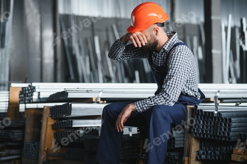 Preview: Worker work hard ,Engineer tired work in factory, Man working in danger area , Employee labor