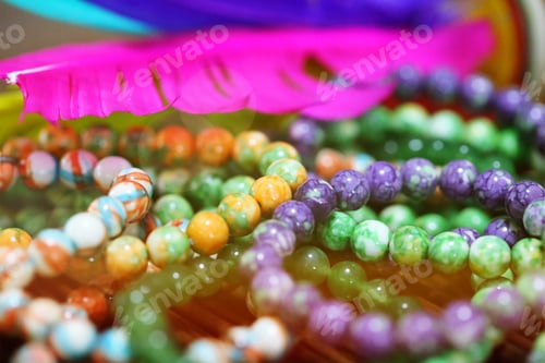 Preview: Colorful jewelry set closeup background