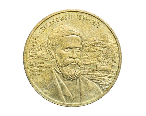 Preview: two Polish zloty on a white isolated background