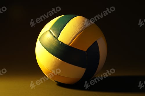 Preview: One colorful volleyball ball on dark background