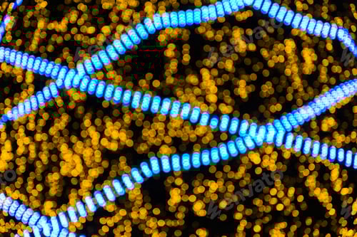 Preview: Orange and blue Bokeh on black background