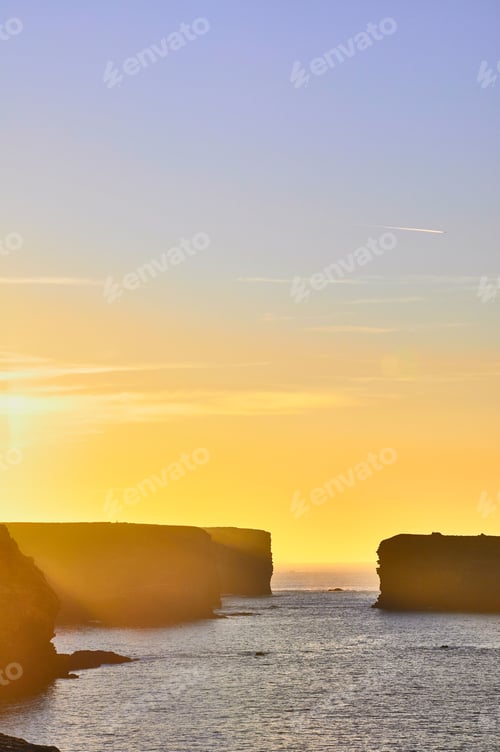 Preview: Cliffs of Kilkee in Ireland county Clare during sunset. Tourist destination