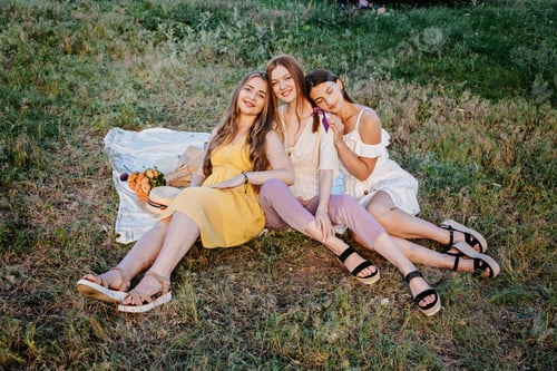 Preview: Summer party, Outdoor Gathering with friends. Three young women