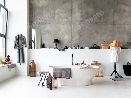 Preview: Interior of a modern bathroom with a separate bath