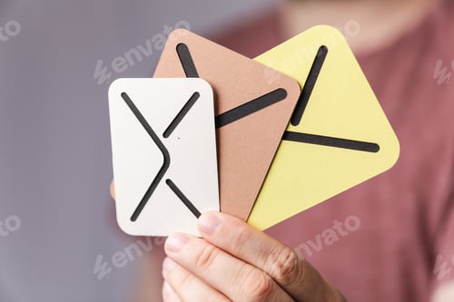 Preview: Sign of the messages made of paper in the hands of a man