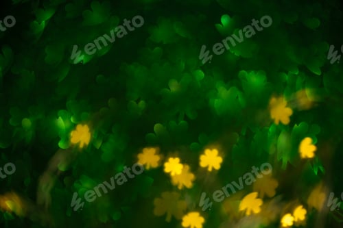 Preview: Abstract green background with clover highlights. Spring, summer background, st. Patricks day