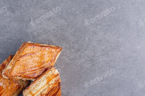 Preview: Homemade crispy pastries on marble background