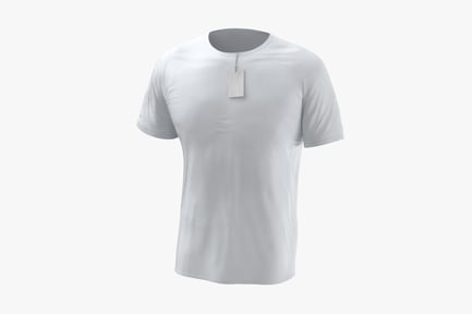 Visualização: Camiseta branca de algodão com gola redonda com etiqueta