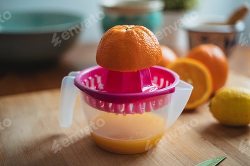Preview: An orange on a squeezer.