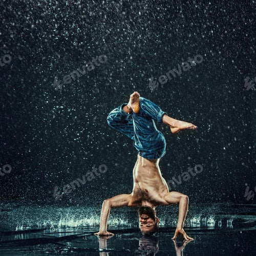 Preview: The male break dancer in water.