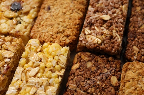 Preview: Delicious, natural, various granola bars, close-up view