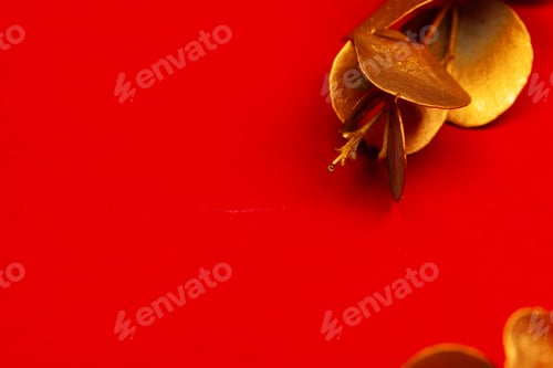 Preview: Christmas holiday decoration on bright red background