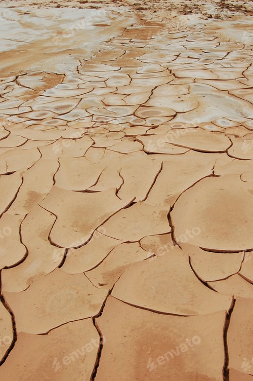Preview: Scene of a desolate desert landscape with a cracked earth surface
