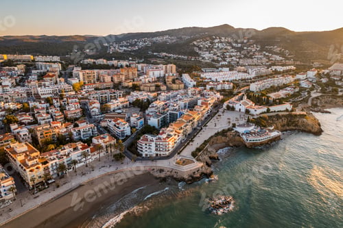 Preview: Aerial view of Sitges, a town near Barcelona in Catalunya, Spain