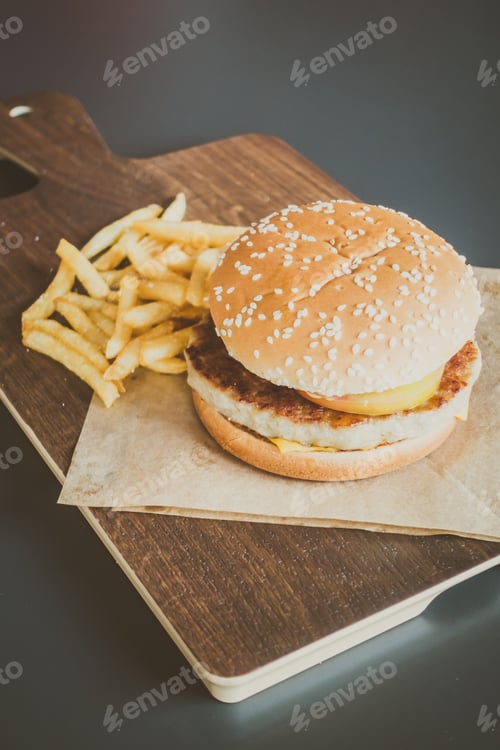 Preview: Hamburger and french fries