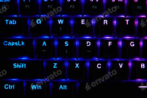 Preview: Gaming rgb keyboard on dark background