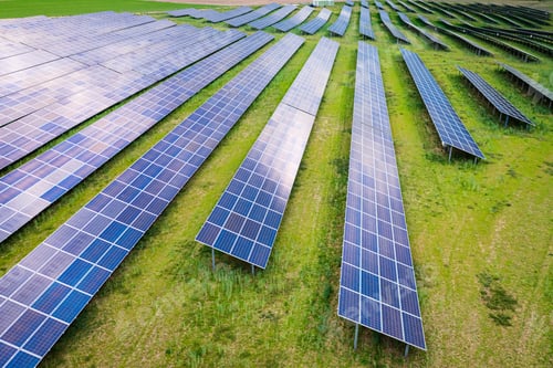 Preview: Big and blue photovoltaic farm as a renewable energy source.