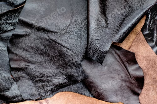 Preview: Close up fold dark brown crumpled leather texture background,fabrics Division