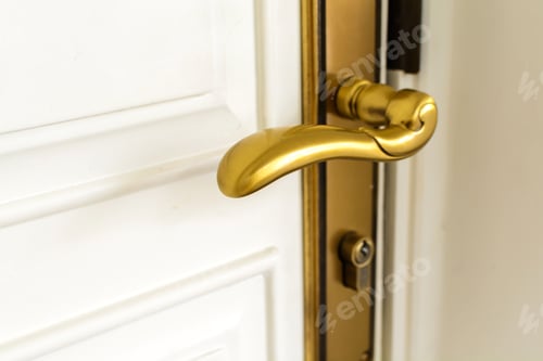 Preview: classic golden door handle on white door