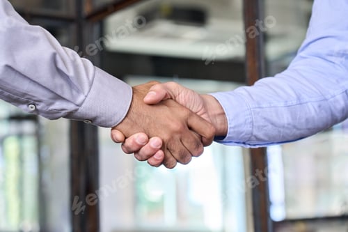 Preview: Two businessmen shake hands with business handshake concept.