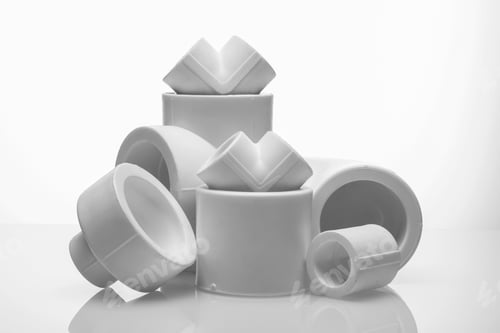 Preview: set of fittings for pvc pipes on white background