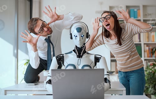 Preview: Office workers mocking their robot colleague