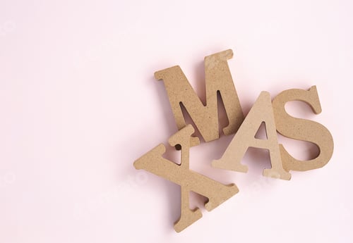 Preview: Wooden XMAS Word. Minimalist composition.
