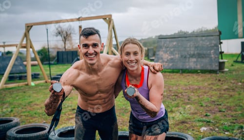 Preview: Athletes showing medals after race