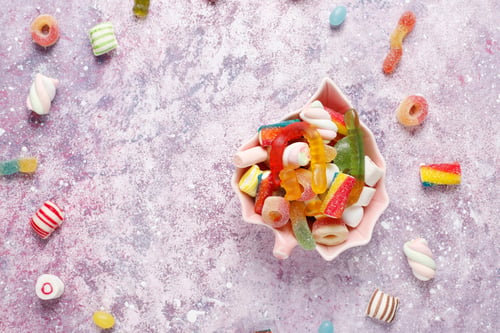 Preview: Colorful candies, jelly and marmalade,unhealthy sweets.