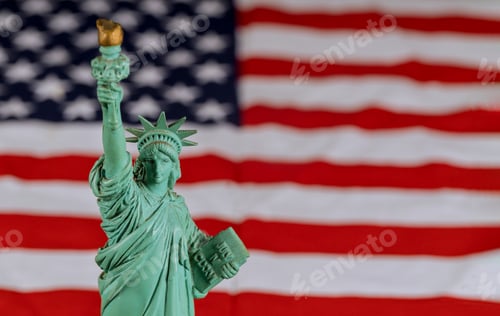 Preview: The Statue of Liberty the United States a symbol of freedom and democracy with flag of the United