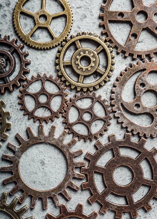 Preview: Brass cog wheels, steampunk background