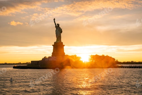 Preview: The Statue of Liberty at New York city during sunset