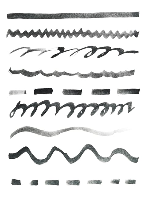Preview: Various brush strokes in black ink on white paper showing different patterns and lines
