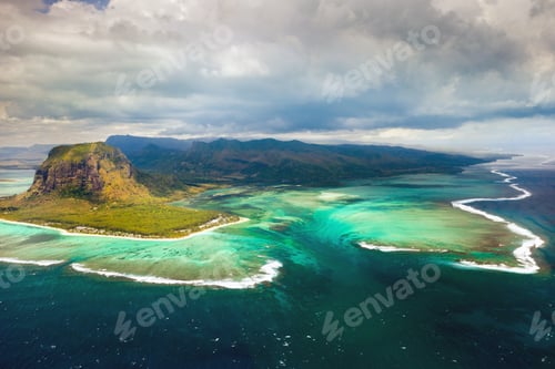Preview: A bird's-eye view of Le Morne Brabant, a UNESCO world heritage site.Coral reef of the island of
