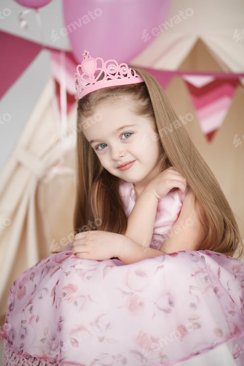 Preview: cute smiling little girl in pink princess