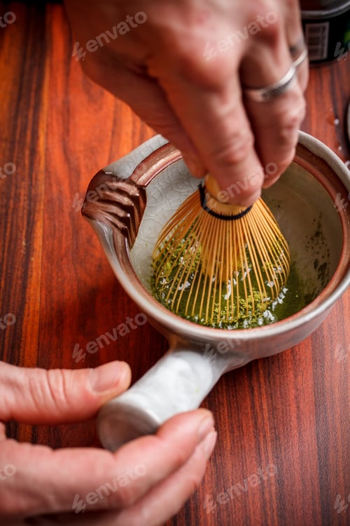 Preview: Stirring matcha tea