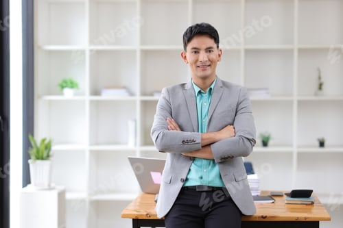 Preview: Portrait of a businessman working in a business office.