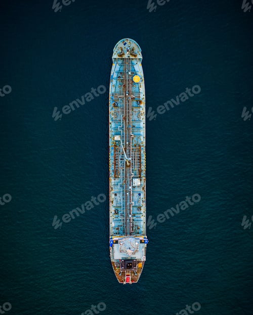 Preview: Aerial and vertical shot of the industrial ship in the sea