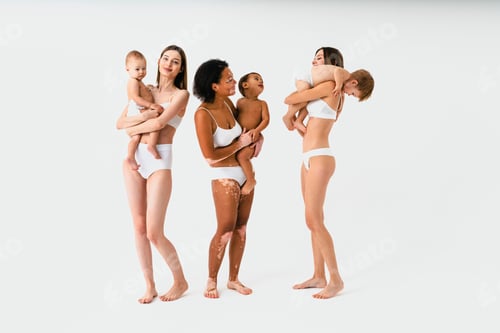 Preview: Beautiful women holding baby boys, motherhood and pregnancy concept