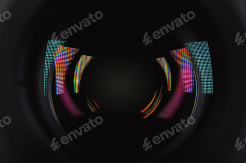 Preview: Camera lens of professional photographer, closeup view