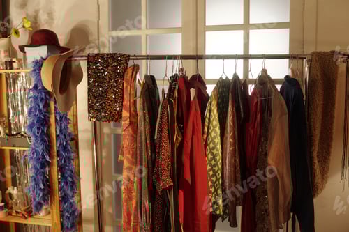 Preview: Rack of Colorful Costumes Hanging Up Indoors