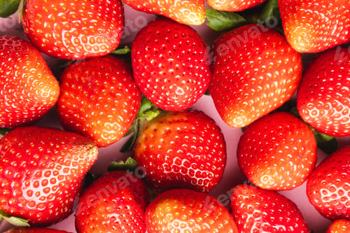 Preview: Close up of strawberries and copy space on pink background