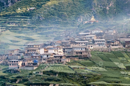 Preview: Traditional hillside village, Zhagana, Gansu, China