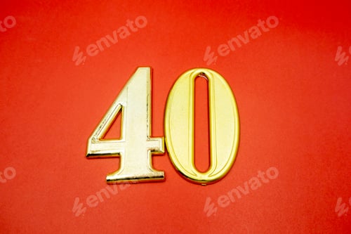 Preview: Number 40 on red ruby background .
