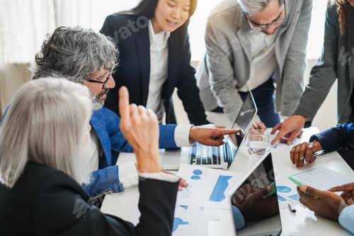 Preview: Multigenerational business people working inside corporate office - Finance strategy concept