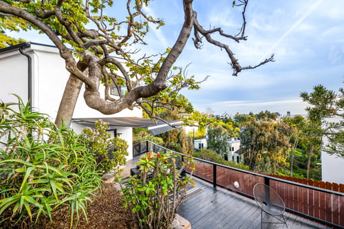 Preview: Modern Hollywood Hills home balcony in Los Angeles, California, with a remodel of an older house