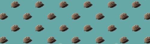 Preview: Banneer pattern cone. Isolated object on a blue and green background.